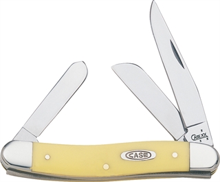 Case Cutlery Med Stckmn 3BL 3.5" Yellow SS - Model 80035