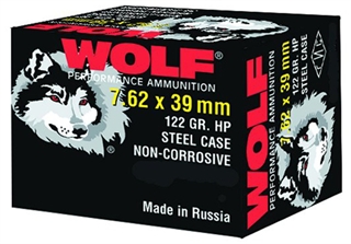 Wolf 7.62x39 122gr Hollow Point Ammo, 20 Rounds