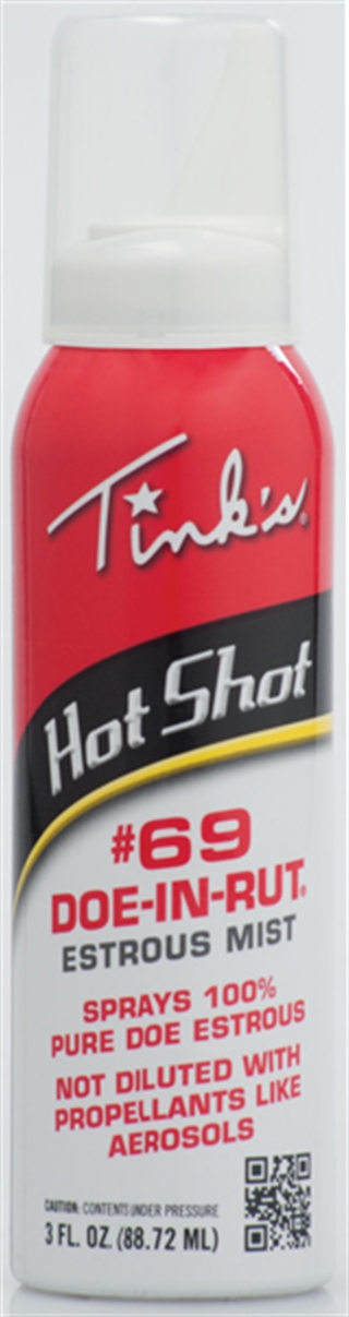 Tink's Hot Shot #69 Doe-In-Rut 3oz Mist Spray W5310 - 100% Natural Doe Urine, Non-Carded, Long-Range Attraction