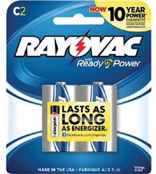 Energizer Batteries Ray-O-Vac Alkaline Battery C 2-Pack 814-2F