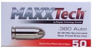 TulAmmo Maxxtech Brass .380 ACP 95gr FMJ 50 Rounds