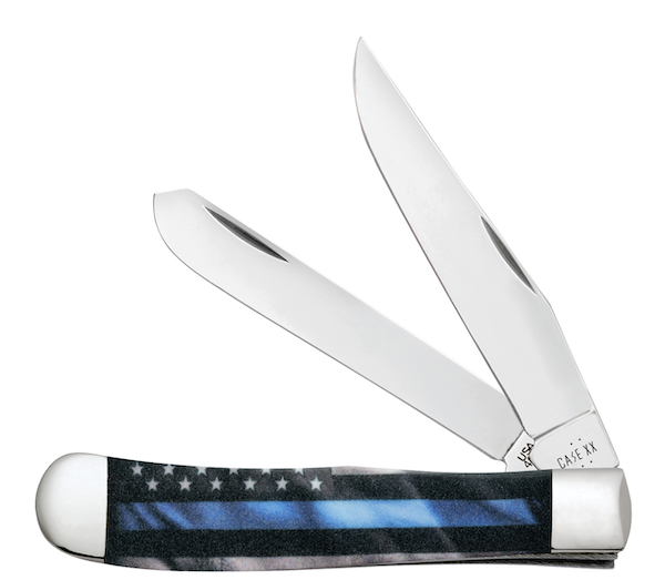 Case Trapper 41/8" 2-Blade Knife Blue Line/White Stripes of Service