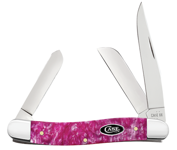 Case 16161 3-Blade 3 1/4 in Pink Crackle Stag Stock Knife