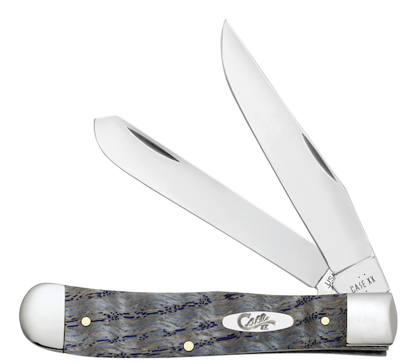 Case Trapr 2-Blade 4 1/8" Blue Curly Oak Knife
