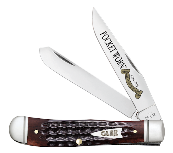 Case Pocket Worn Trapper Mini Folding Knife (Mahogany Bone)
