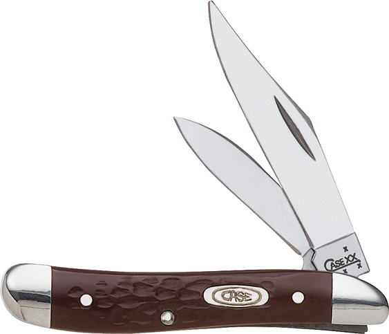 Case Peanut Folding Clip/Pen Knife; Jigged Brown Synthetic Handle