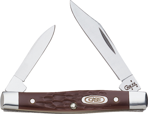 Case Small Pen Folding Clip/Pen Knife - Brown Jigged Synthetic Handle