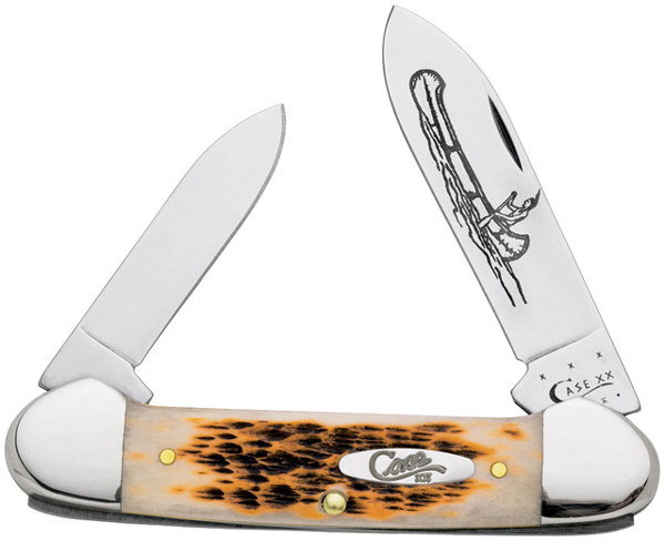 Case Canoe Folding Knife - Amber Bone