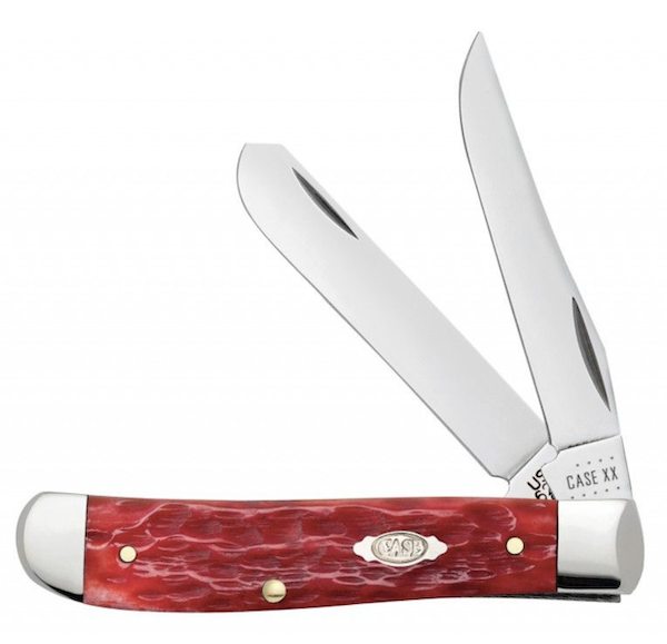 Case Mini Trapper 3 1/2" 2-Blade Knife - Dark Red Bone
