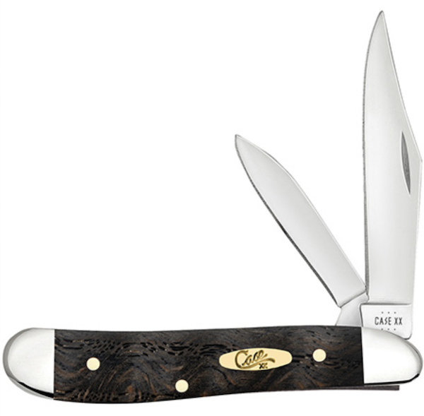 Case Peanut 2 Blade Black Curly Oak
