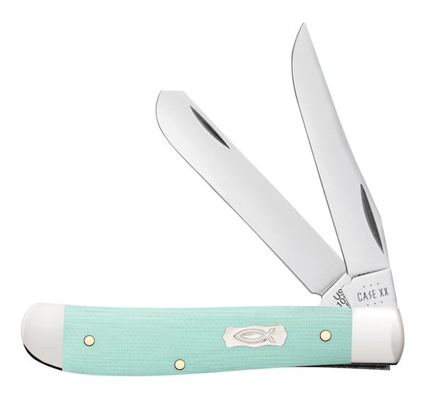 Case Mini Trapper 3.5" 2-Blade Knife; Seafoam Green G-10