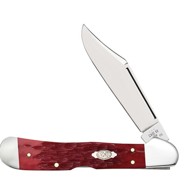 Case Peach Seed Jig Copperlock 4.25" 1-Blade Dark Red Bone Knife