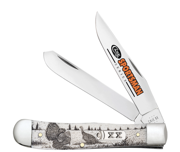 Case 81221 Trapper Sportsman Folding Knife (Turkey Embellished Natural Bone Handle)