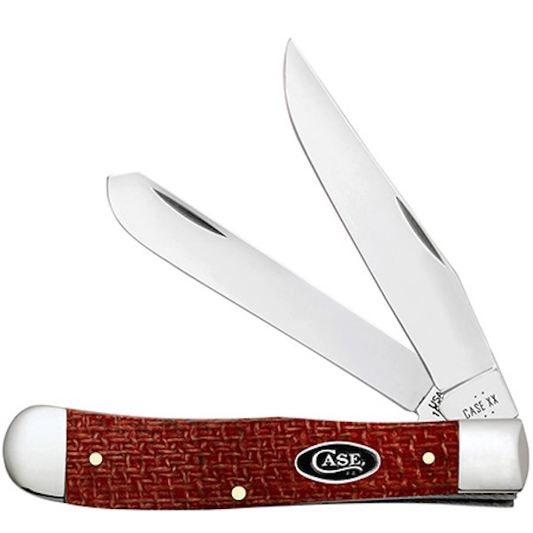 Case Trapper 2BL Red Burlap Micarta Knife