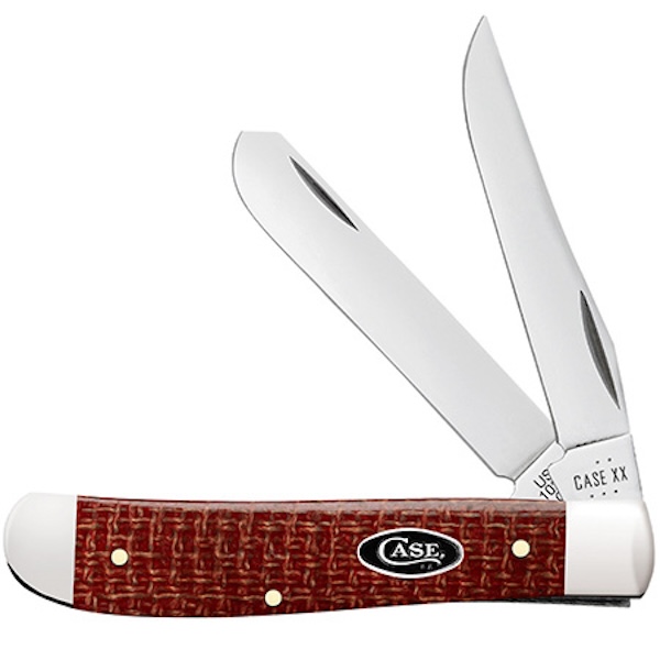 Case Trapper 2-Blade Red Burlap Micarta Knife