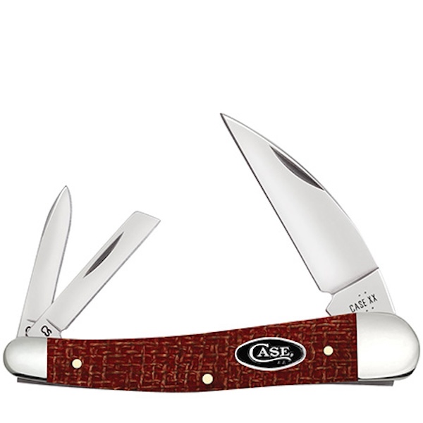 Case Seahorse Sheath Knife 3" D Red Burlap Micarta