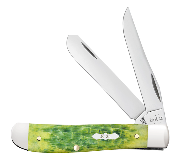 Case Mini Trap 2-Blade 3.5" Green Apple Bone Pocket Knife