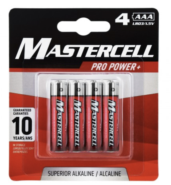 MASTERCELL ALKALINE AAA 4PK BATTERIES                      