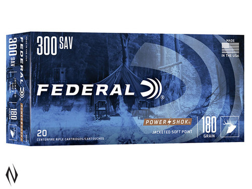 Federal Power-Shok Rifle Ammunition .300 Savage 180 gr Jacketed Soft Point (SP)