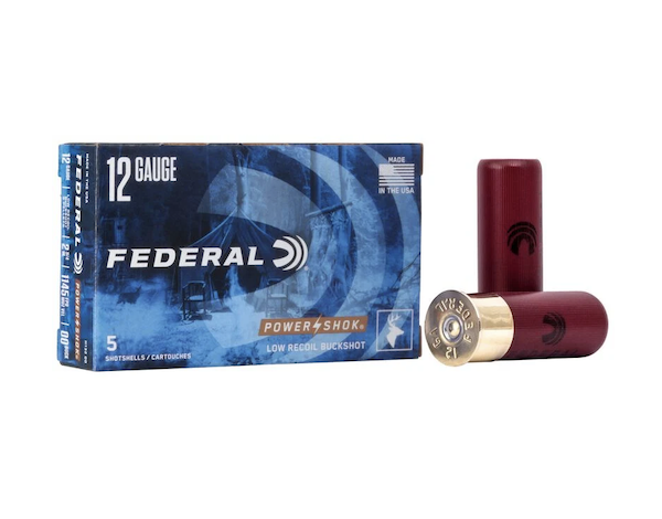 Federal Power-Shok Low Recoil Buckshot 12 Gauge 2-3/4 in 00 Buck 5 Rounds/Box (H13200)