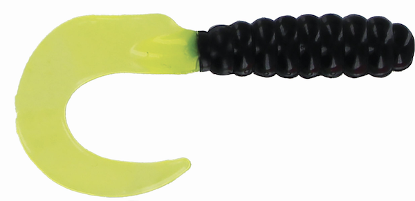 GSM CTG216-100 2" Curl Tail Grub Black/Chartreuse 100 Pack