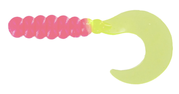 GSM FG220-100 BB 2" Fat Grub Bubblegum/Chartreuse 100 Pack
