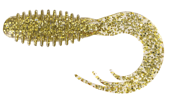 BB 2" RING TRIPLE TIP GRUB CLEAR GOLD GLITTER 10 PK        