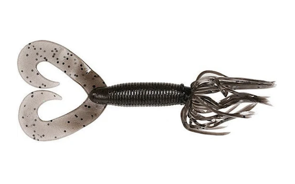 4" DOUBLE TAIL HULA GRUB CINNAMON W/ LARGE BLACK FLAKE 10PK