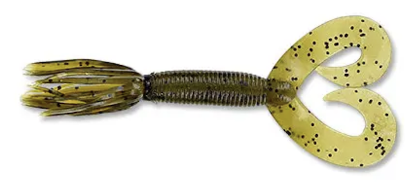 4" DOUBLE TAIL HULA GRUB GRN PUMPKIN W/ BLK FLAKE (10PK     - GSM Outdoors