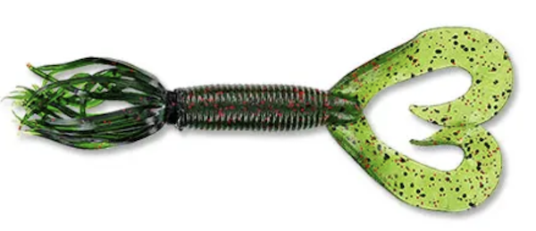 4" DOUBLE TAIL HULA GRUB WTM W/ BLACK & RED FLAKE (10 PACK)