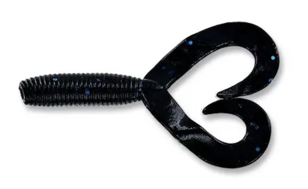 4" DOUBLE TAIL GRUB BLACK W/ LARGE BLUE FLAKE (20 PACK)    