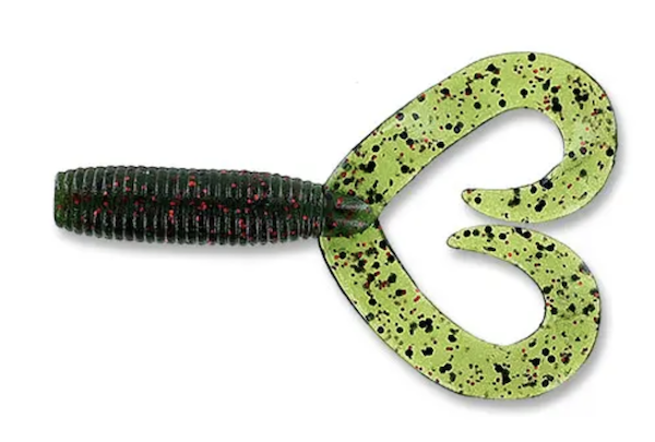 4" DOUBLE TAIL GRUB WATERMLN W/ BLACK & RED FLAKE (20 PACK)