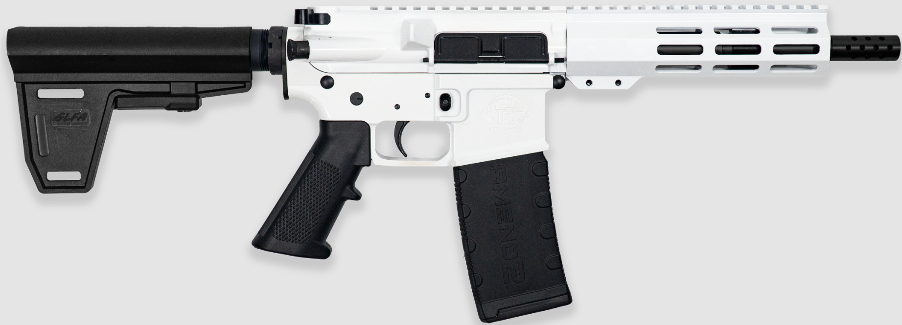 Great Lakes Firearms & Ammo GL15 AR-15 Pistol w/ Brace .223 Wylde (7.5" Nitride) - White