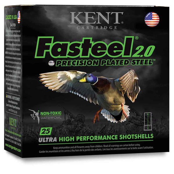KENT CARTRIDGE Fasteel 2.0 12 Gauge 3in 3 Shot 25 Bx/ 10 Cs Shotshells
