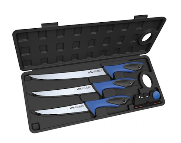 Outdoor Edge Reel Flex Pak Fillet Set - German Stainless Steel Blades - 6/7.5/9.5in - Knife Sharpener - Hard Case