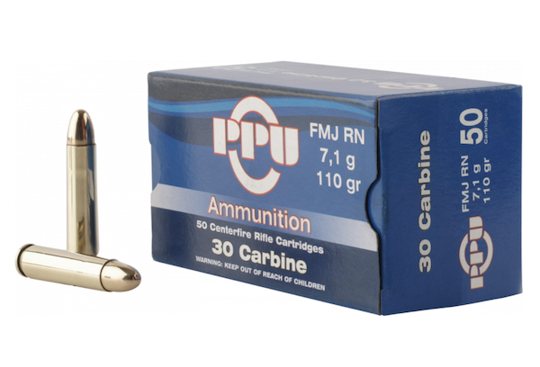 PPU PP30F 30 Carbine 110GR FMJ 50 Rounds