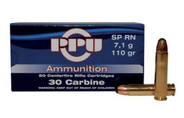 PPU PP30S 30 Carbine 110GR SP Ammo, 50 Rounds