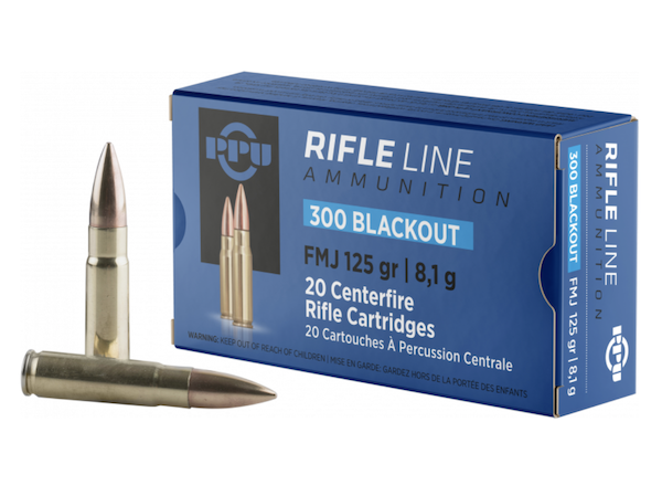 PPU PP300BF 300BO 125GR FMJ Ammo, 20 Rounds