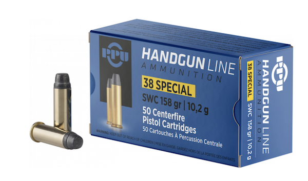 PPU PPH38SS 38SPL 158GR SWC Ammunition 50 Rounds