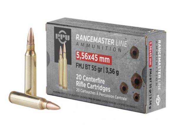 PPU Rangemaster PPRM5561 5.56x45 55GR FMJBT Ammo 20 Rounds