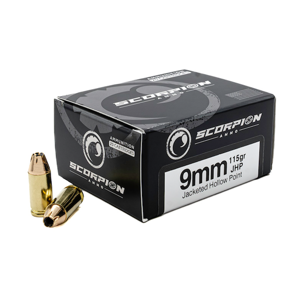 Scorpion Ammo 9mm Luger 115gr JHP 20-Round