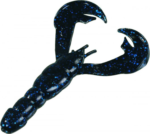 Strike King RGCRW-2 Rage Tail Craw, 7-Pack, Black/Blue, Durable Soft Bait Lures