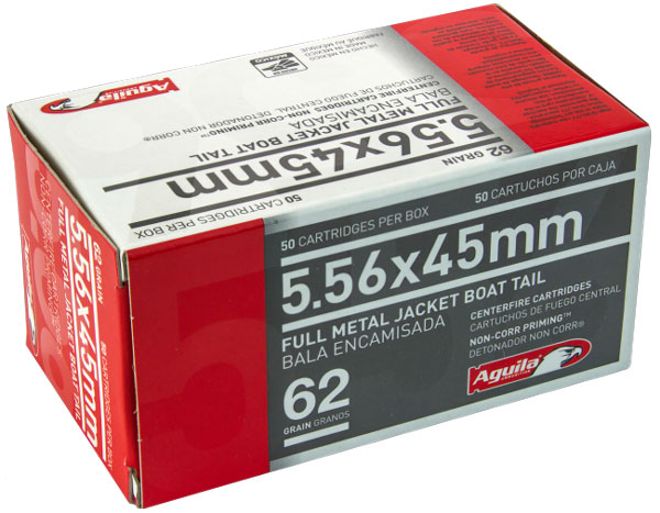 Aguila 1E556110 Target & Range Rifle 5.56x45mm NATO 62 gr FMJ BT 50 Per Box/ 20 Cs