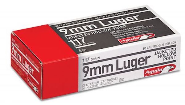 Aguila 1E092112 9mm Luger 117 Gr JHP Centerfire Handgun Ammo 50/Box