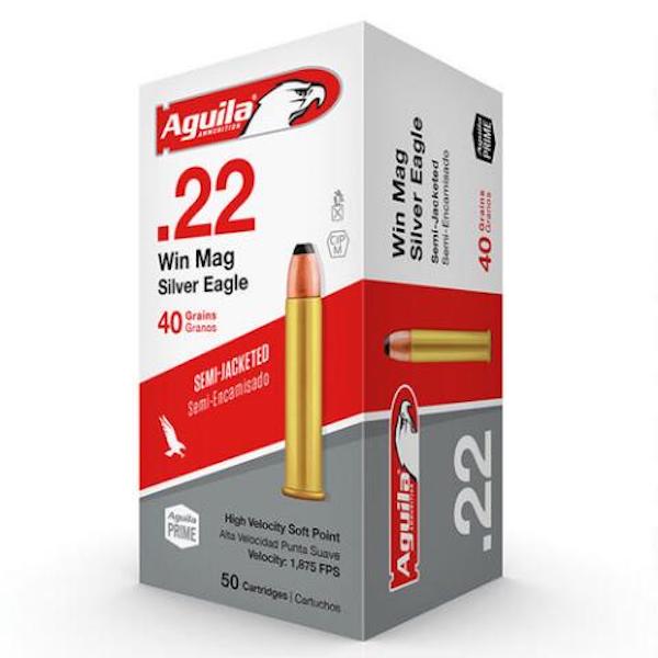 Aguila 1B222401 Silver Eagle Rimfire 22 WMR 40 gr Semi-Jacketed Soft Point (SJSP) 50 Per Box/ 20 Cs