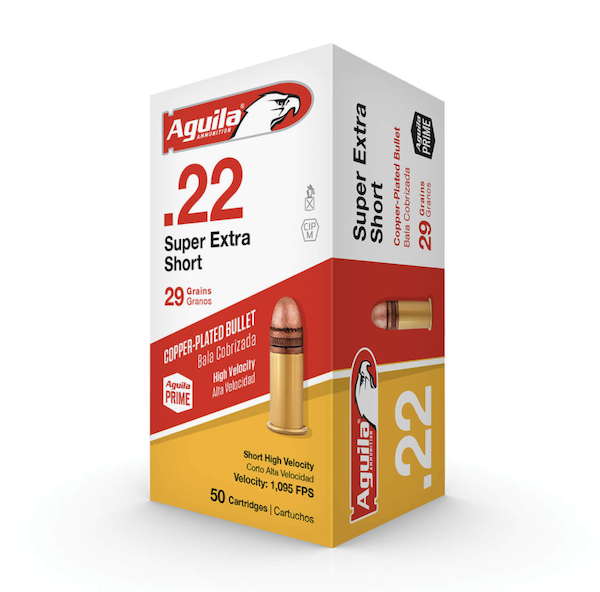 Aguila 1B220110 Super Extra Rimfire 22 Short 29 gr Copper-Plated Solid Point 50 Per Box/ 20 Cs