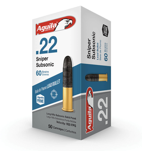 Aguila 1B220112 Sniper Subsonic Rimfire 22 LR 60 gr Lead Solid Point 50 Per Box/ 20 Cs