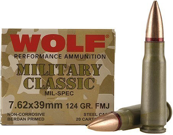 WOLF MC 7.62x39mm FMJ Steel Case 20-Round Box