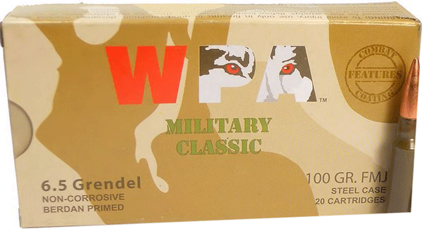 WOLF 6.5 Grendel 100 Grain FMJ Steel Case Rifle Ammunition