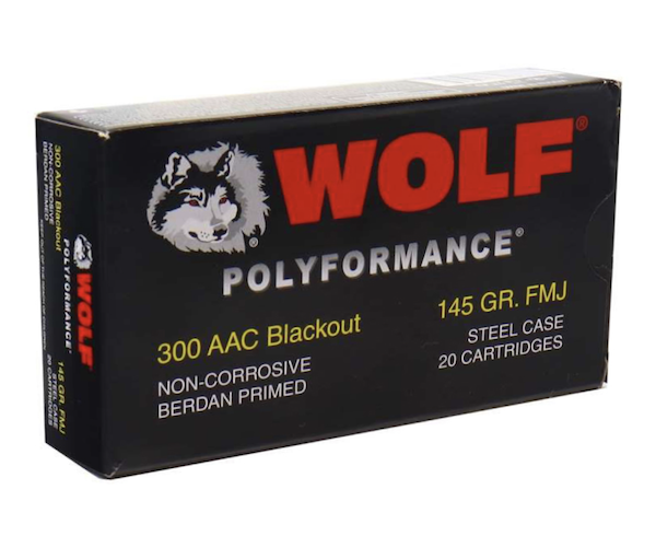 WOLF Polyformance .300 AAC Blackout 145gr FMJ Steel Case (20-Round)